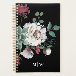 Agenda Hermoso Bouquet floral silenciado con monograma