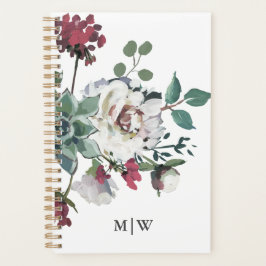 Agenda Hermoso Bouquet floral silenciado con monograma