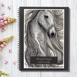 Agenda Hermoso caballo gris plateado ornado con Mano flot