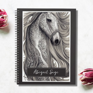 Agenda Hermoso caballo gris plateado ornado con Mano flot