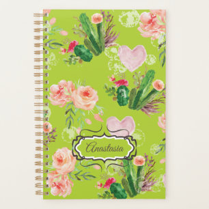 Agenda Hermoso Cactus Verde Floral