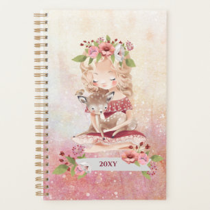 Agenda Hermoso Chica y Ilustracion de ciervos
