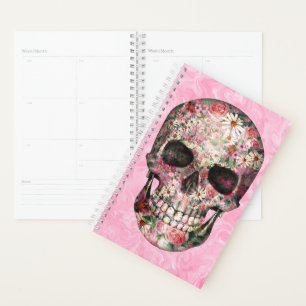 Agenda Hermoso Cráneo Floral Rosa