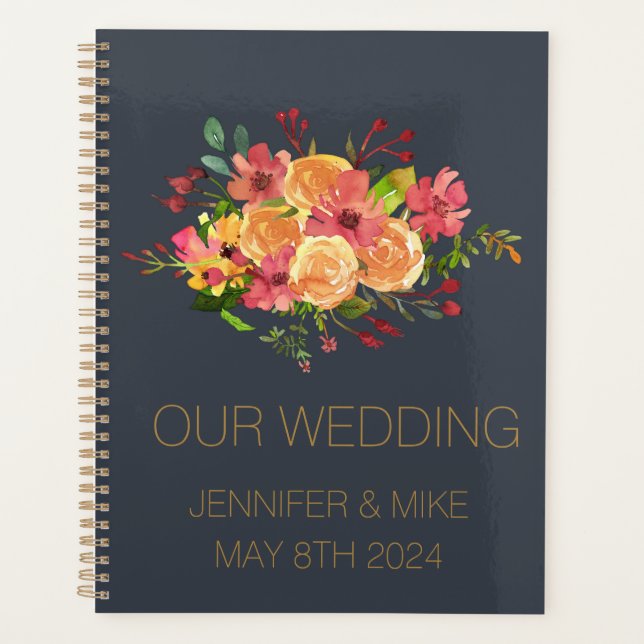 Agenda Hermoso diseño de flores acuarelas (Anverso)