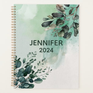 Agenda Hermoso diseño de hojas de acuarela