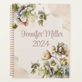 Agenda Hermoso diseño floral de acuarela