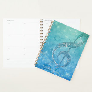 Agenda Hermoso efecto purpurinoso brillante azul trébol c
