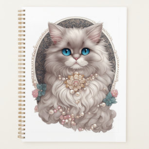 Agenda Hermoso gato de ángulos blancos y grises