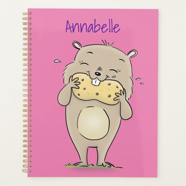 Agenda Hermoso hámster sonriente lindo con personalizado  (Anverso)