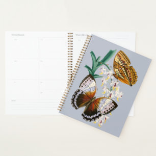 Agenda Hermoso Ilustracion de mariposa floral vintage