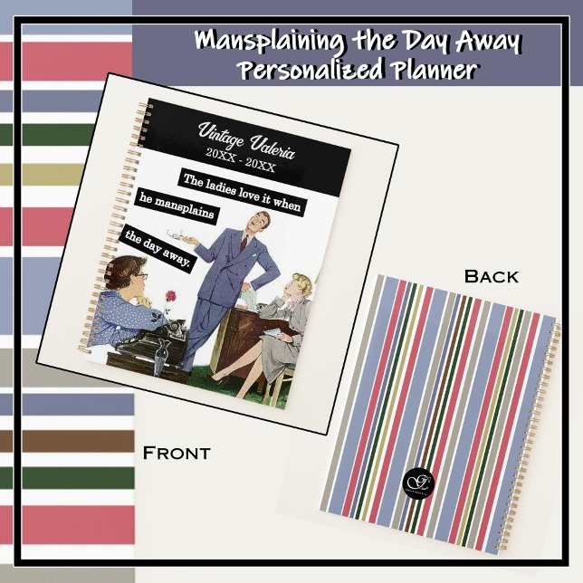 Agenda Hermoso jefe de mansplings de estilo vintage a ayu (Mansplaining: the explanation of something by a man, in a manner regarded as condescending.)