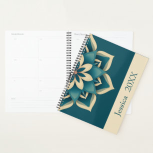 Agenda Hermoso Mandala Espiritual Chic Moderno en Verde A