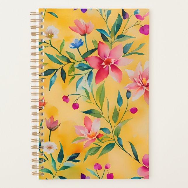 Agenda Hermoso patrón de flores (Anverso)
