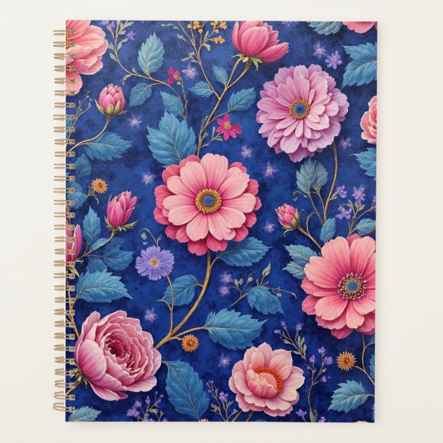 Agenda Hermoso patrón floral rosa (Anverso)
