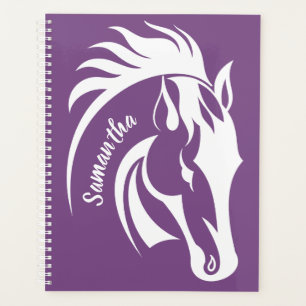 Agenda Hermoso planeador semanal/mensual de caballos blan