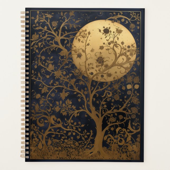 Agenda Hermoso Planner Ilustrado de Árbol Lunar (Anverso)