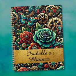Agenda Hermosos engranajes y Rosas temáticos de Steampunk