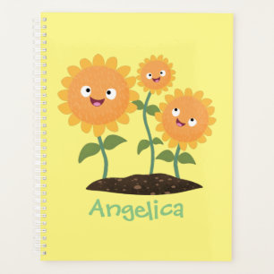 Agenda Hermosos girasoles alegres sonrientes ilustracion