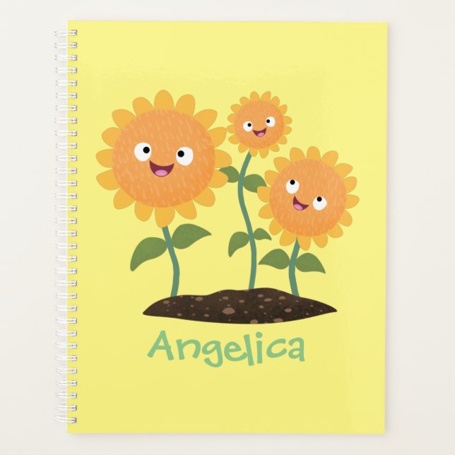 Agenda Hermosos girasoles alegres sonrientes ilustracion  (Anverso)