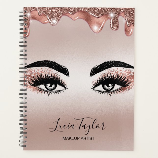 Agenda Hermosos ojos azotes rosa oro gotea maquillaje niñ (Anverso)