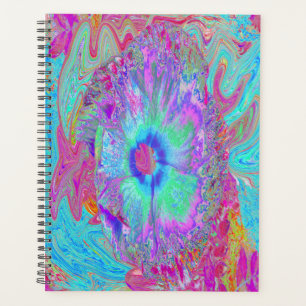 Agenda Hibisco Azul Arcoíris Retro Psicodélico