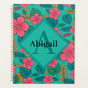 Agenda Hibisco Tropical y Patrón de Hoja de Palma