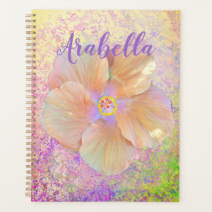 Agenda Hibiscus flor tropical iridiscente oro rosa lindo