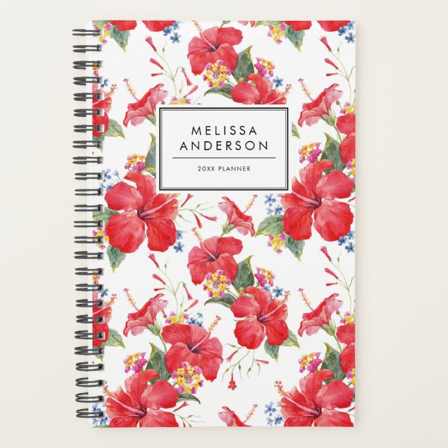 Agenda Hibiscus y Lantana Pattern Personalizado (Anverso)