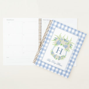 Agenda Hidrangea azul y blanca Escudo Gingham