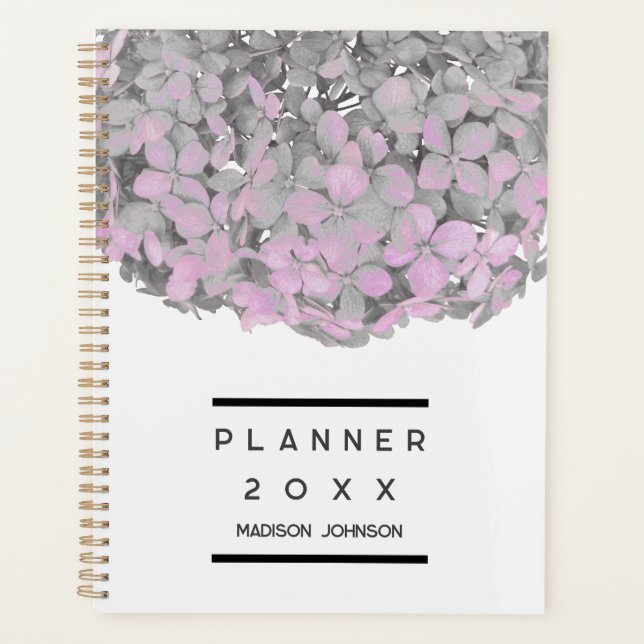 Agenda Hidrangea Floral Personalizada Rosa Claro (Anverso)