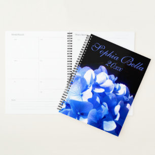 Agenda Hidrenajes azules florales de cobalto elegantes az