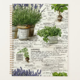 Agenda hierba botánica, antiguo apotecario y lavanda