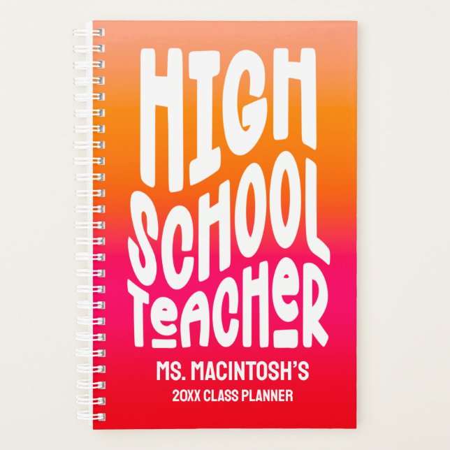 Agenda High School Teacher 0range Red Ombre (Anverso)