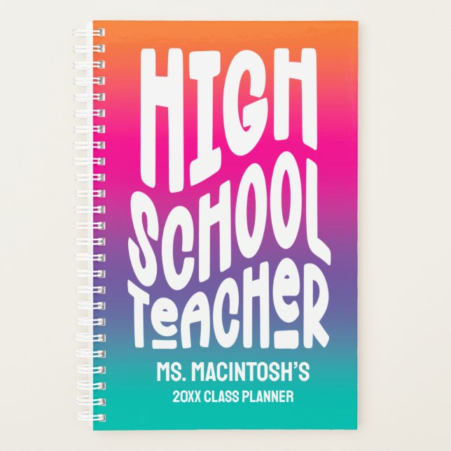 Agenda High School Teacher Colorful Ombre   (Anverso)