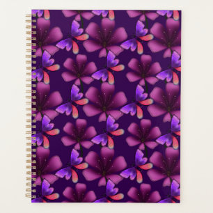 Agenda Hiperfloración Mariposa Morada: Floral Oscuro