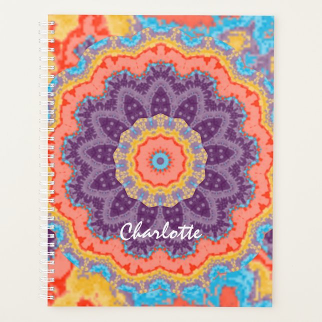 Agenda Hippie Bohemian Mandala Mezcla Púrpura Personaliza (Anverso)