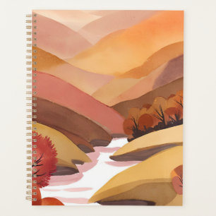 Agenda Hogar de Otoño Paisaje en Acuarela de Foliaje de