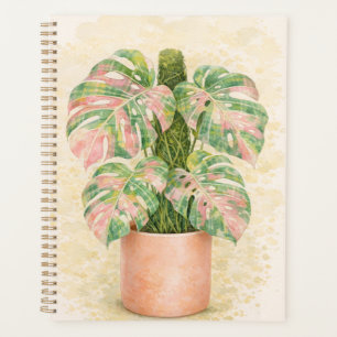 Agenda hoja de monstera de tartán rosa escocesa Escocia