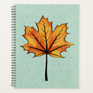 Agenda Hoja De Otoño En Arte Botánico Decorativo Azul