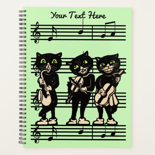 Agenda Hoja de tres instrumentos musicales para gatos neg (Anverso)