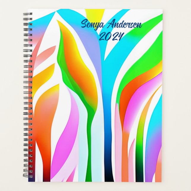 Agenda Hojas abstractas en pasteles multicolores (Anverso)