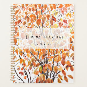 Agenda Hojas de abedul Naranja de otoño acuarela