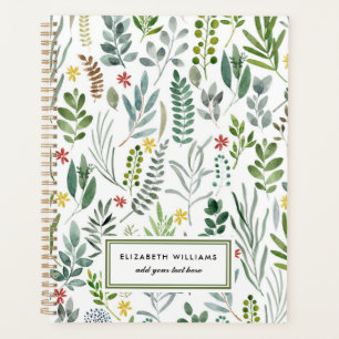 Agenda Hojas de acuarela de jardín personalizadas