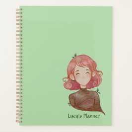 Agenda Hojas de color de agua y carácter Chica de árbol