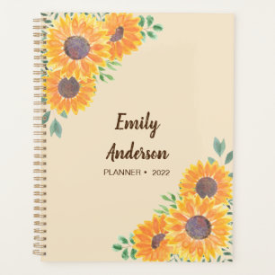 Agenda Hojas de girasoles personalizadas