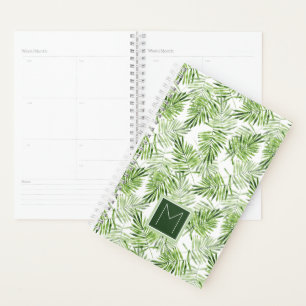 Agenda Hojas de paleta verdes Monograma