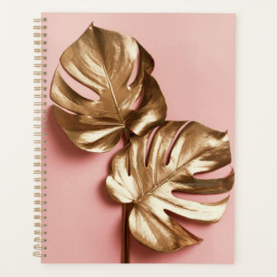 Agenda Hojas doradas de lujo monstera.