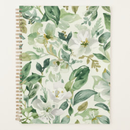 Agenda Hojas florales de acuarela verde botánica Naturale