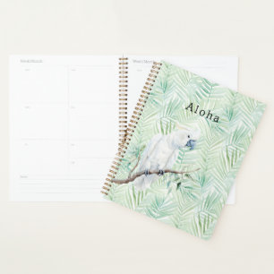 Agenda Hojas Tropicales Verdes Pájaro Aloha