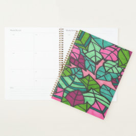 Agenda Hojas tropicales verdes y rosas